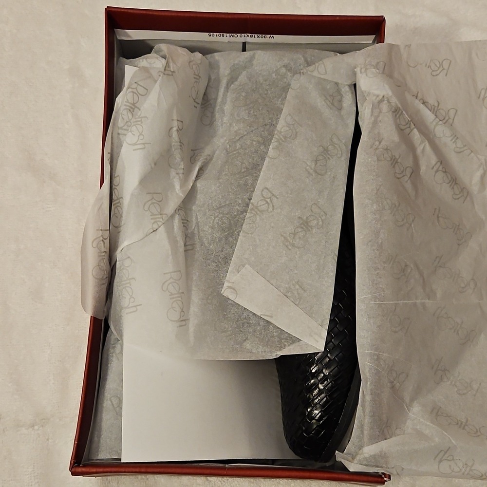 Refresh Hugo Black Woven Oxford Lace Up Round Toe Men's Dress Shoes US/AU Size 8